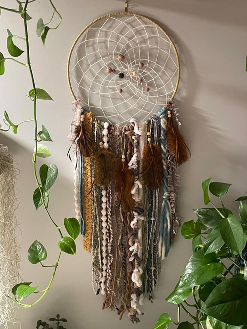Copper Whisper - rust and copper feathered dreamcatcher