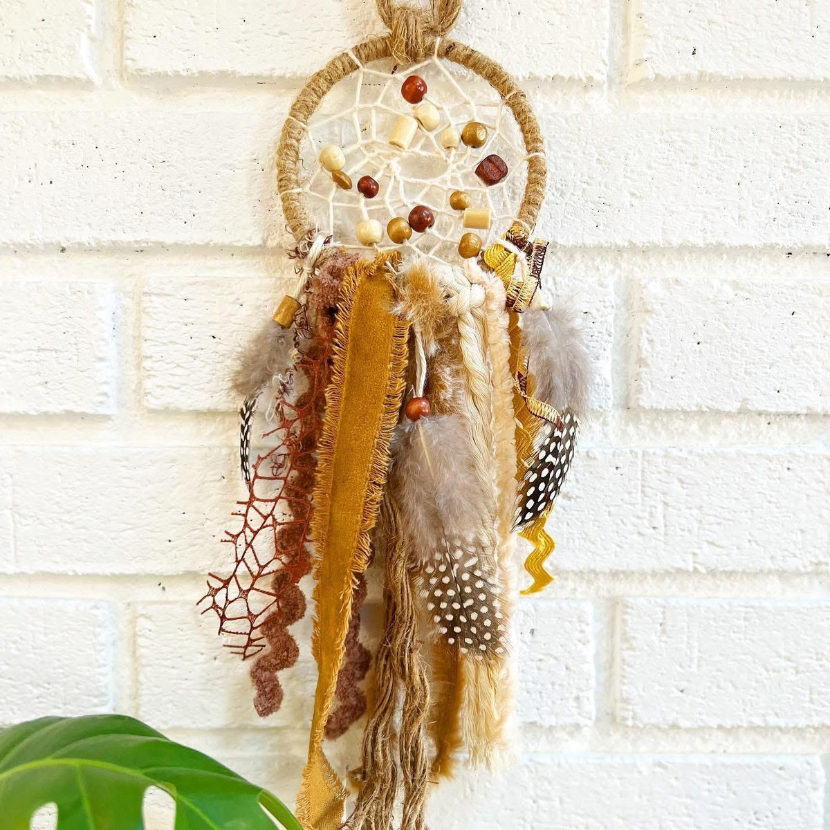 Copper Bloom - dreamcatcher with cactus flower topper